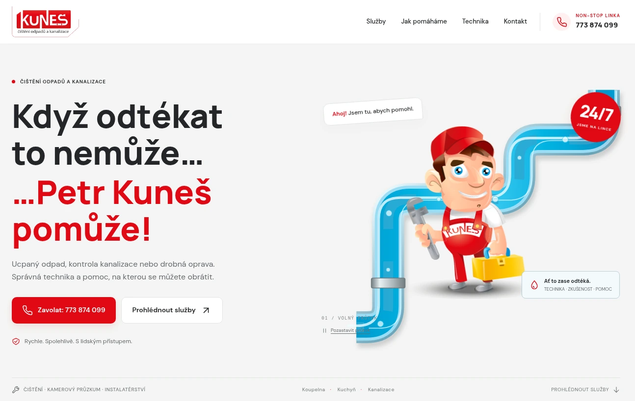 Náhled webu Kuneš · čištění odpadů